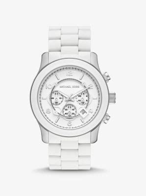 michael kors watch runway white|Michael Kors oversized runway watch.